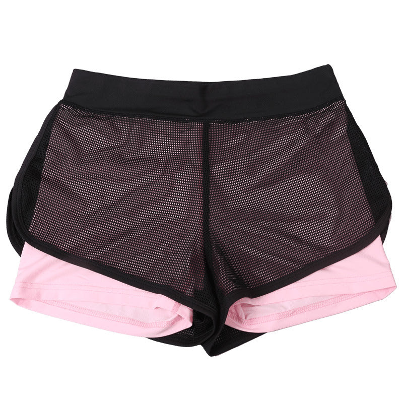 Quick-Dry Breathable Yoga Shorts with Mesh Overlay