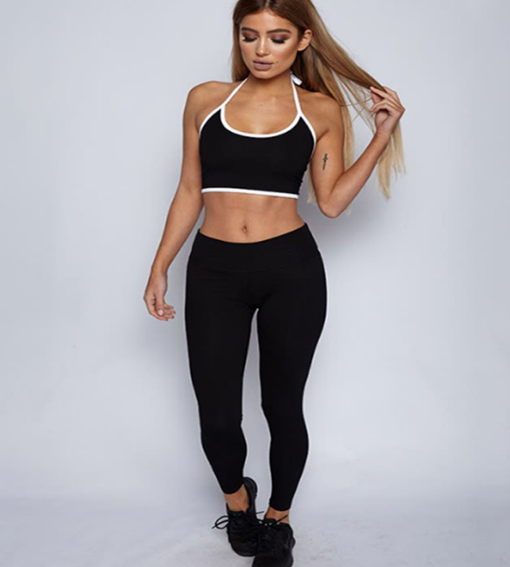 Women's Yoga Set with Backless Bra and Long Pants