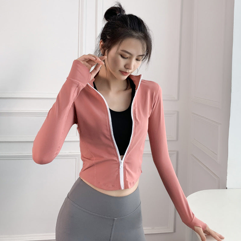 Women's Long Sleeve Workout Jacket for Yoga and Running
