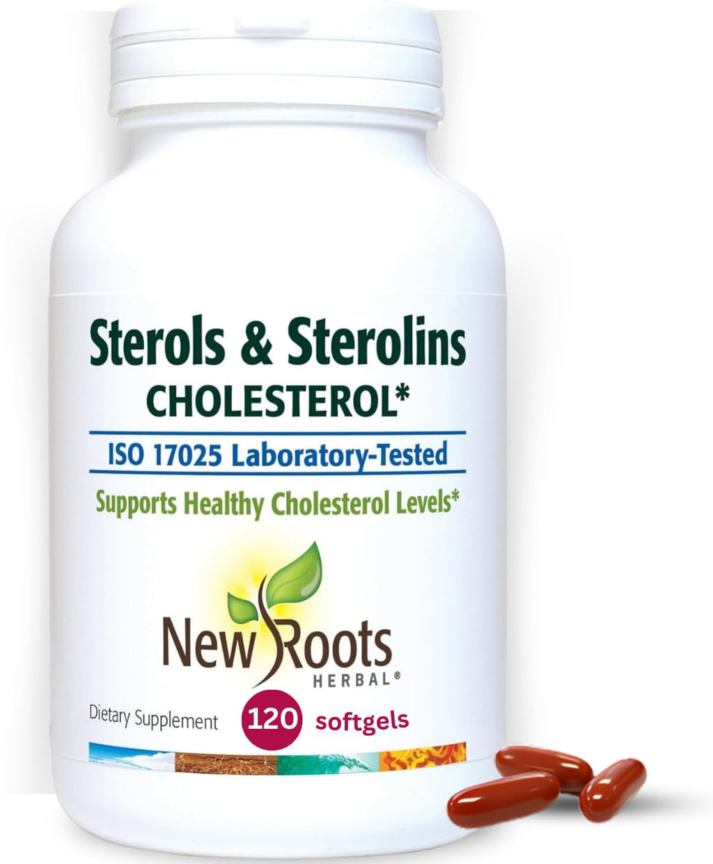 New Roots | Plant Sterols & Sterolins Supplement with Organic Flaxseed | Cholesterol Support Supplement with Source of Omega-3s (120 Softgels)