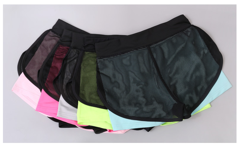 Quick-Dry Breathable Yoga Shorts with Mesh Overlay
