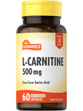 Sundance L-Carnitine Supplement 500mg | 60 Capsules | Free Form Amino Acid | Non-GMO and Gluten Free Supplement