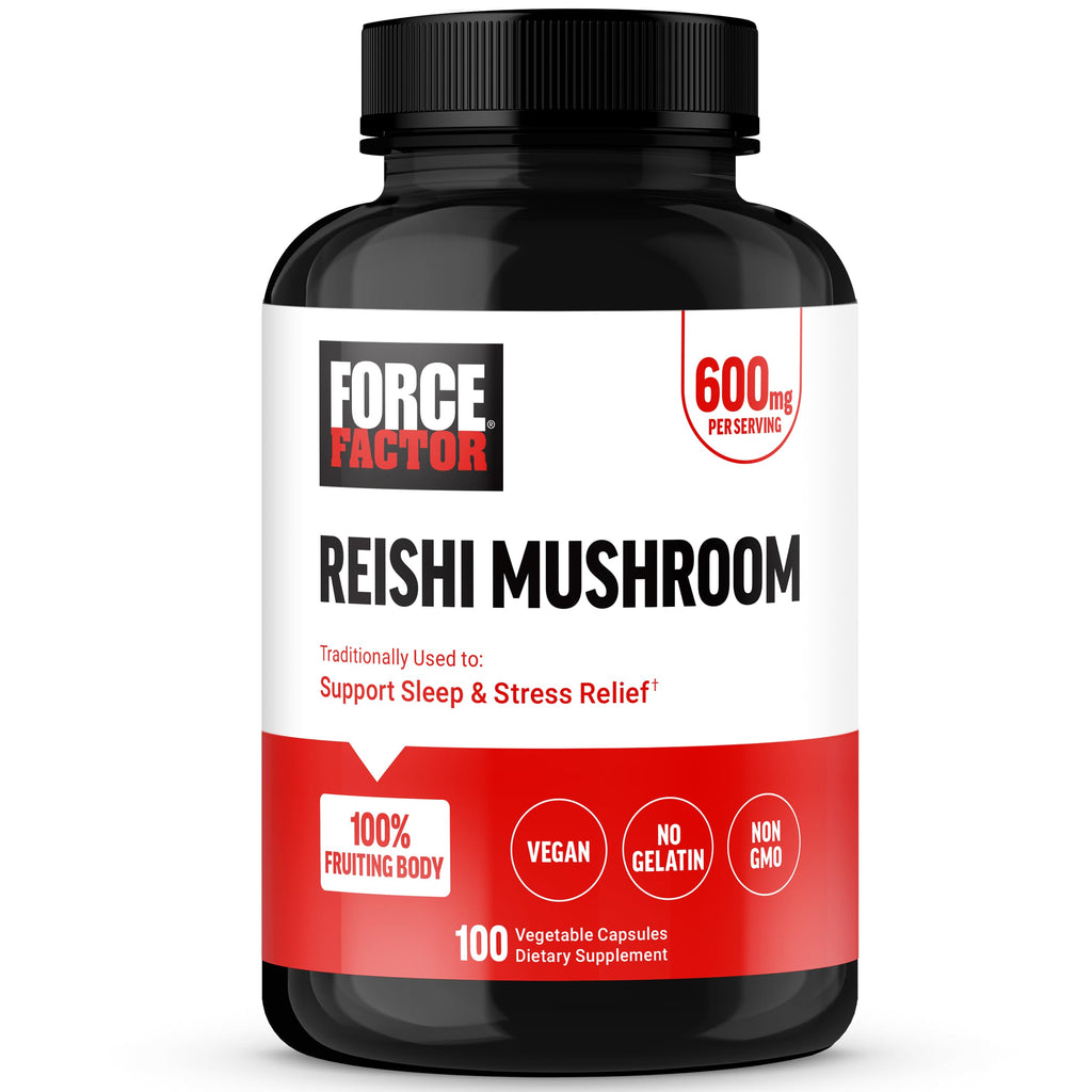 FORCE FACTOR Reishi Mushroom Supplement Stress Relief Supplement and Sleep Support Supplement Made with Reishi Mushroom Extract Vegan No Gelatin Non-GMO 100 Vegetable Capsules