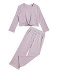 Handfrog Kids Clothes Tie Knot Crop Tops Wide Leg Pants with Pockets 2024 Fall Winter Sets Active Wear