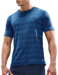 MIER Mens Dry Fit Short Sleeve Gym Exercise T-Shirts Lightweight Workout Tee Shirts Athletic Sports Tops Heather Blue 3XL